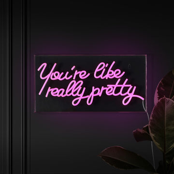 You're Like Really Pretty Contemporary Glam Acrylic Box USB Operated LED Neon Light - JONATHAN Y